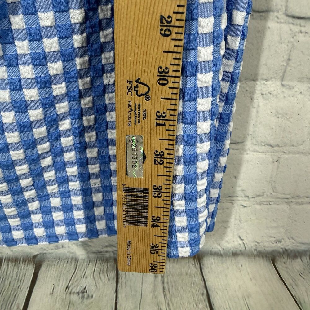 Tanya Taylor Textured Gingham Dress Womens Medium Blue White Check Knit Midi - Picture 6 of 13